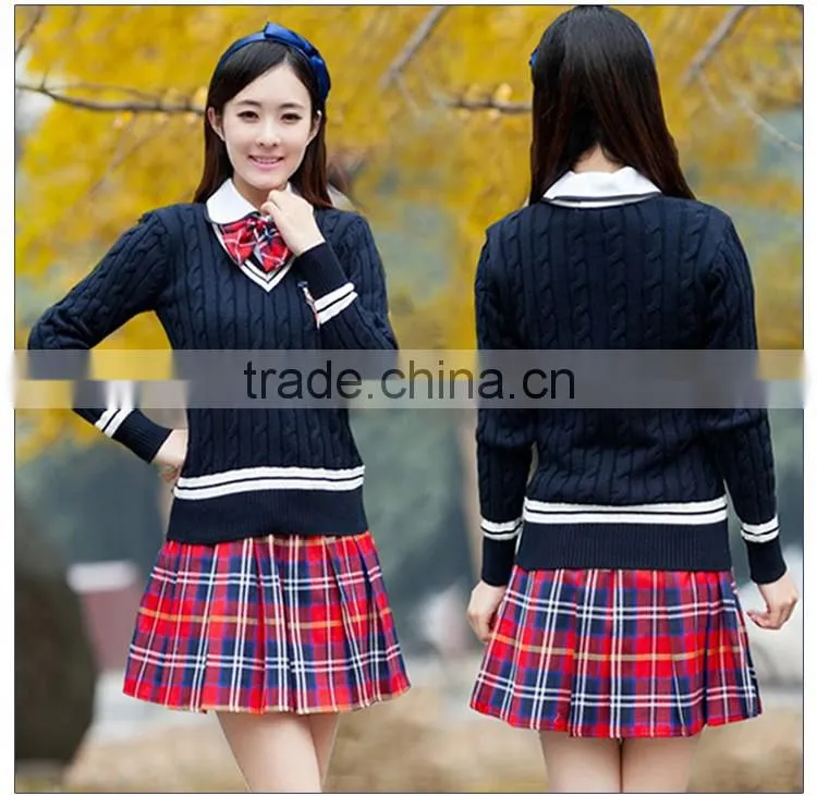 2016 Girls Sweater And Short Skirt For High School Uniform Designs