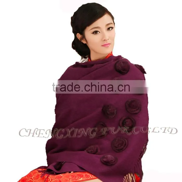 CX-B-P-36G Lady's Fashion Acrylic Scarf/Pashmina Scarf/Pashmina Shawl With Fur Flower