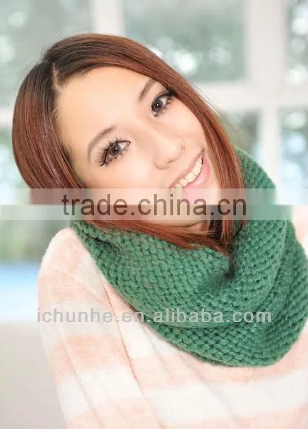 various girls fashion plain color knitted round neck warmer scarf