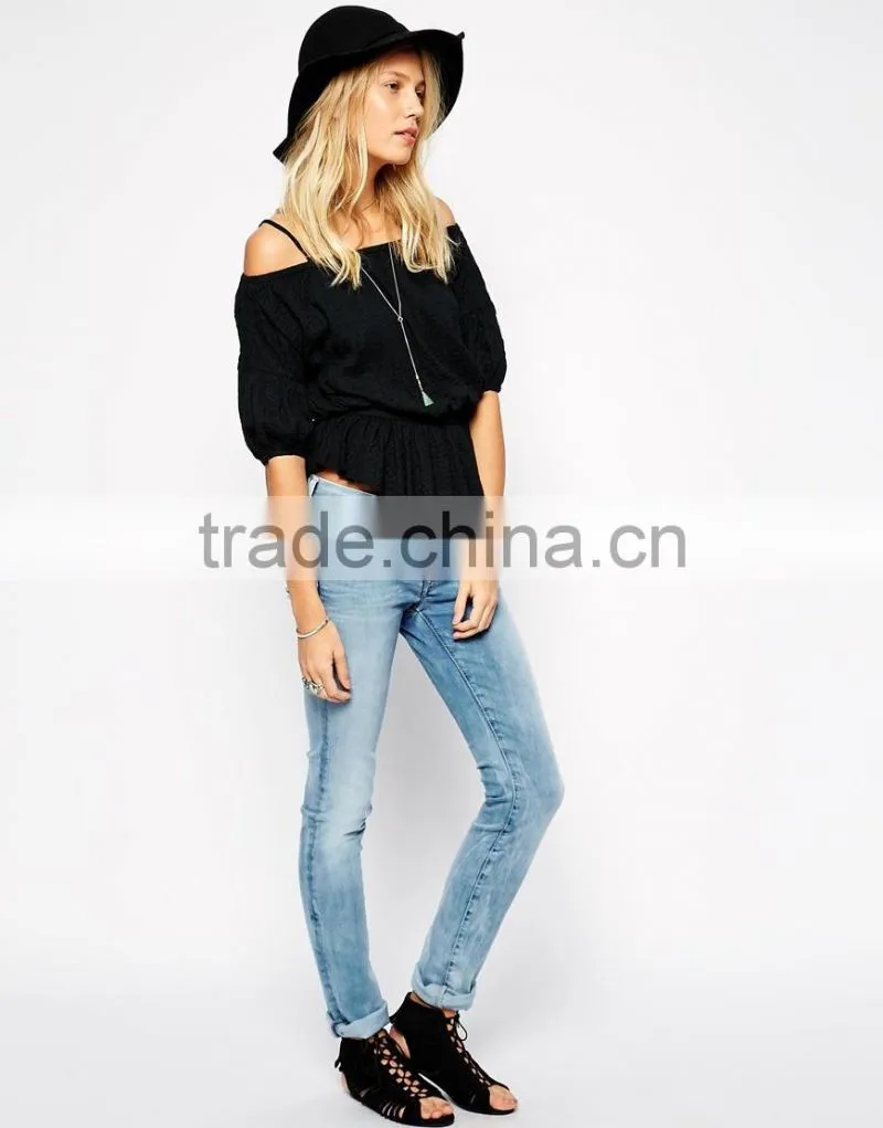 China factory wholesale women new design pattern jeans pants