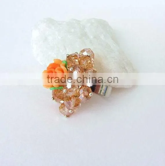 fashion pink burst flower rings, crystal ball bead rings, new products for 2013
