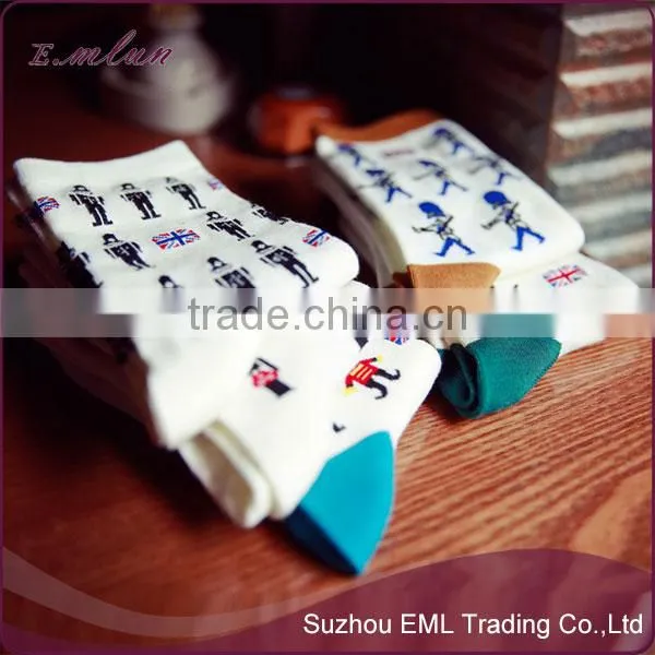Wholesale fashion soldier cartoon printed boy white socks
