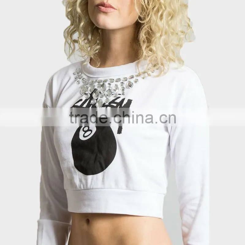 White Women Hoodies Dew navel Long sleeve sweater for women