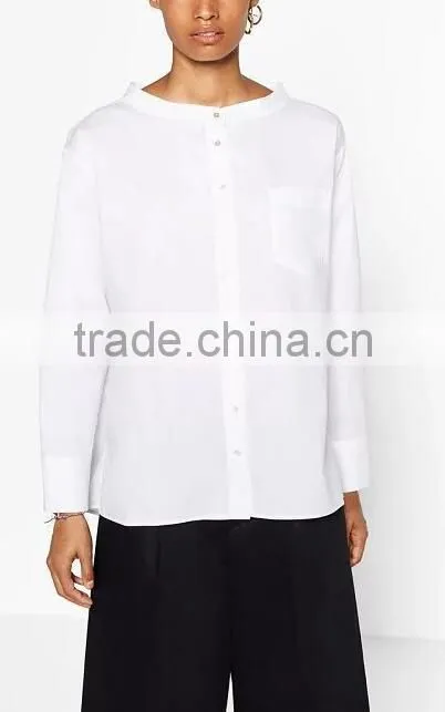 Runwaylover EY2345B Ladies Stand Collar Fashion Pure Color Blouse