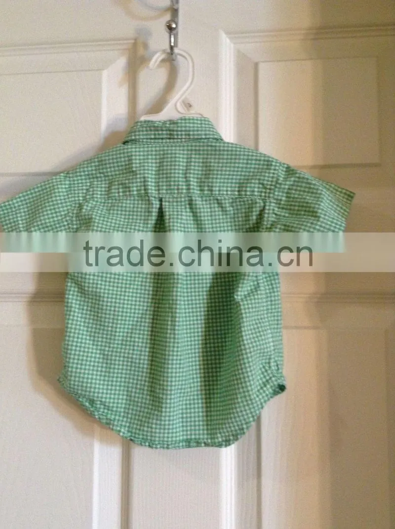 Polo Shirt Infant Green White Plaid Gentleman Clothes