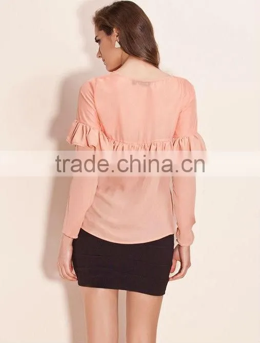 Design elegant blouses of chiffon with drapes in front 2013 garments