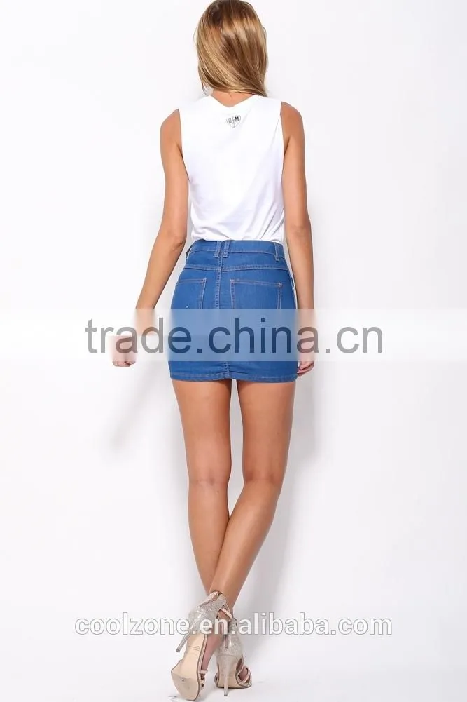 Sexy not lined stretch fabric skirts wholesale denim skirts fashion 2015