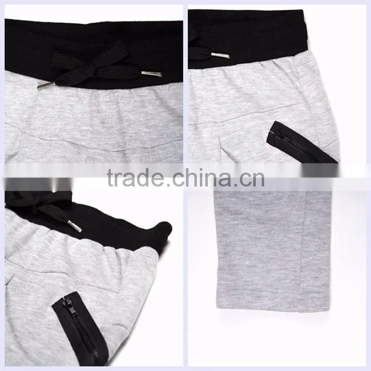 2016 high quality light grey patch design mens jogger sweat pants for men