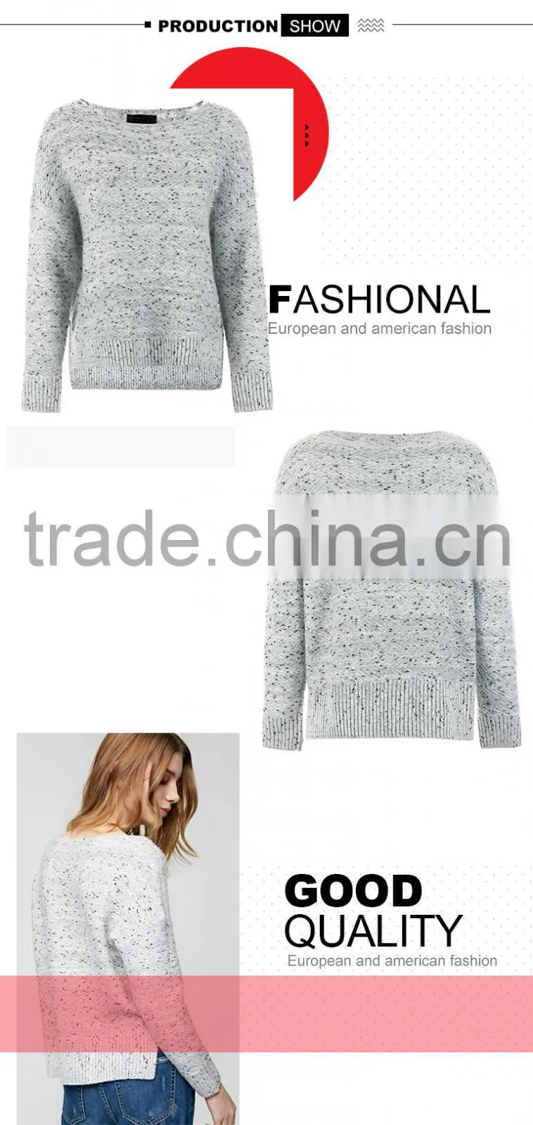 OEM clothing manufacturing knitted wool dot pattern womens sweaters with low price