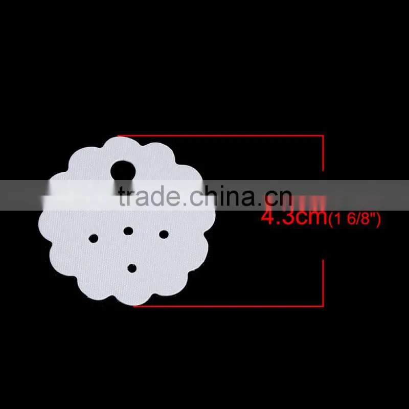 Paper Jewelry Display Card Flower White 4.3cm(1 6/8") x 4.3cm(1 6/8"), 1 Piece