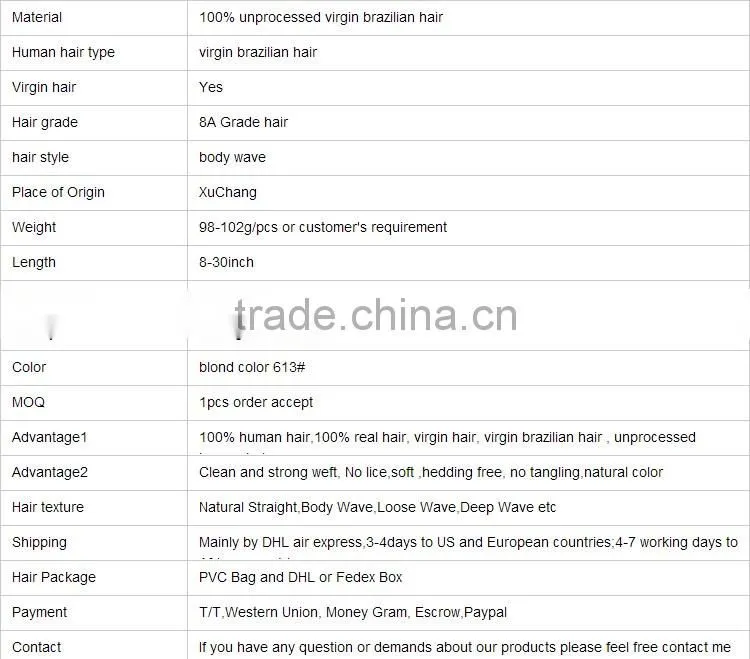 2016 factory price honey blonde brazilian hair weave, body wave blonde hair weave