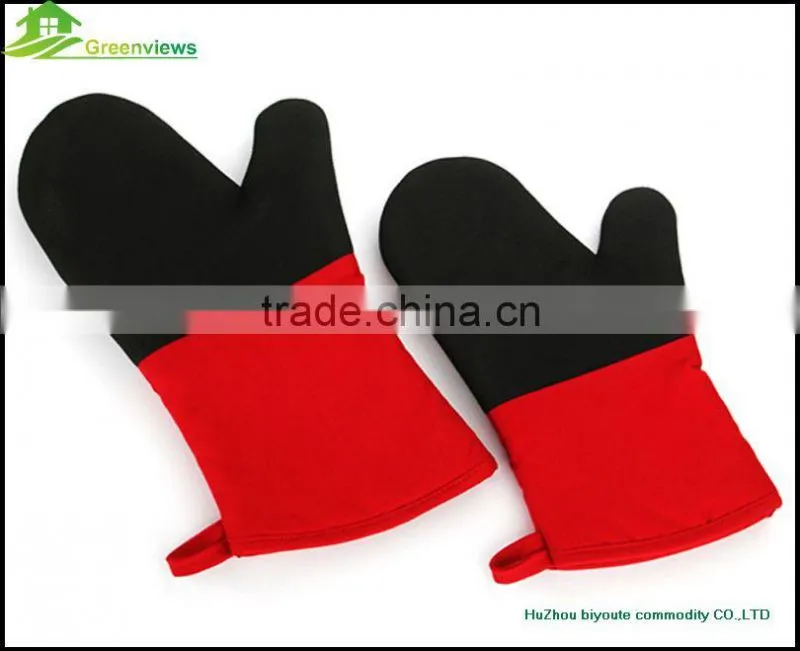 High quality extra long silicone oven mitts heat protective glove with cotton