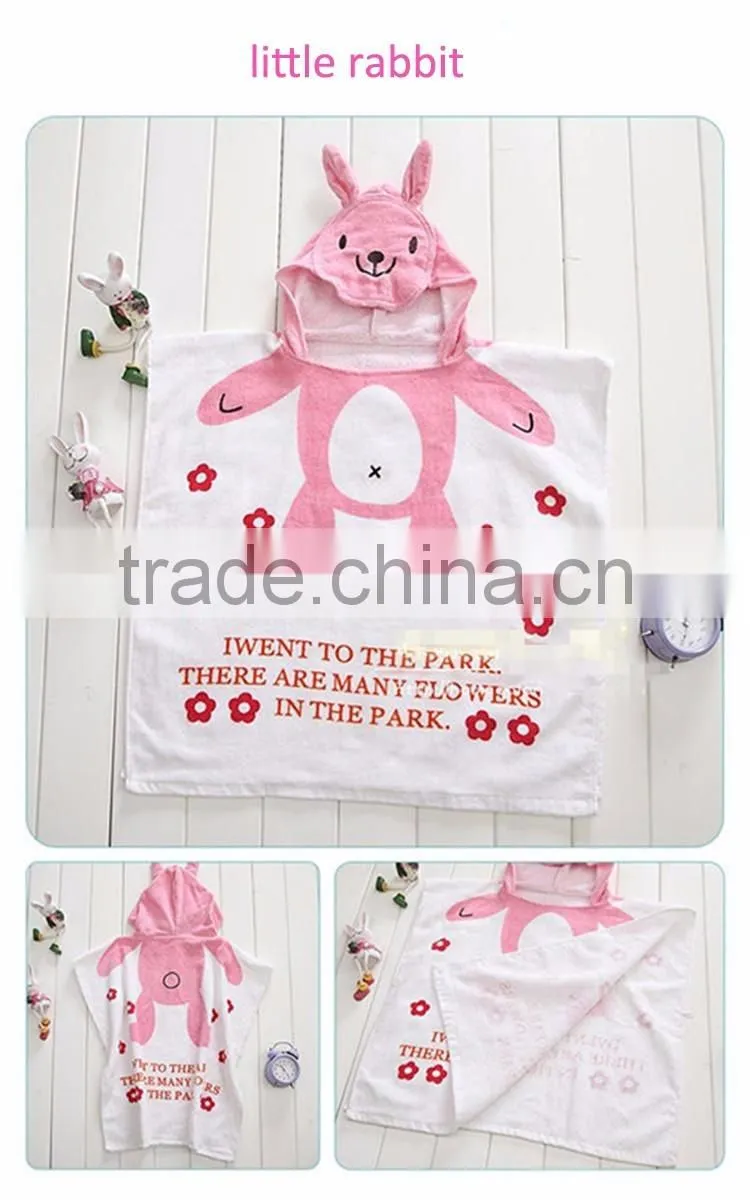 Baby hooded poncho towel robe 100% cotton fabric