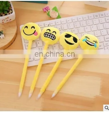cute Kawaii Plush Ballpoint Pen Creative Cartoon Facial Expression Ball Pen For Kids School Supplies