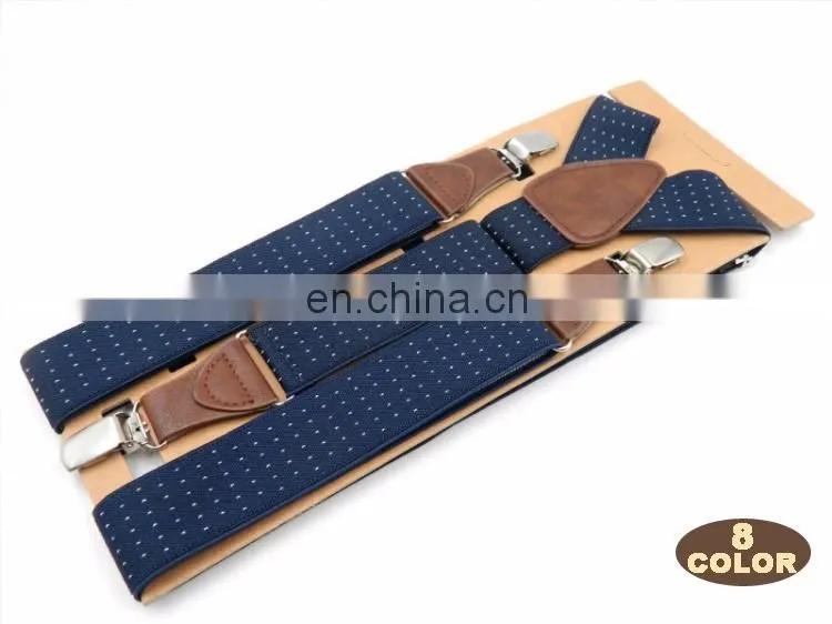 Fashion brand 3 clips men's suspenders adult striped suspenders