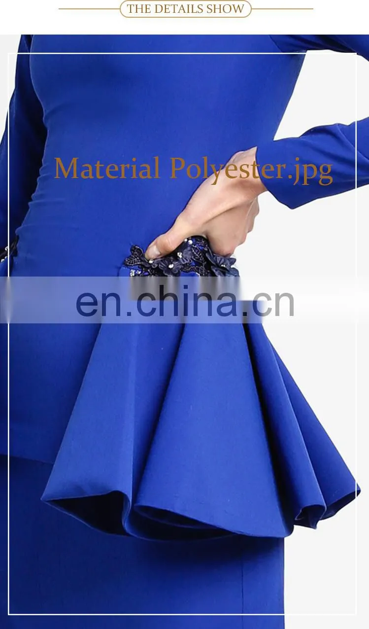 high quality Islamic clothing custom women plain blue baju kurung dress