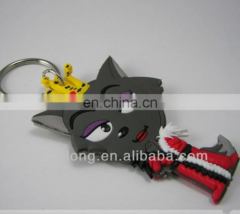 Wolnie custom double sided logo soft pvc 3D keychains/rubber keyrings