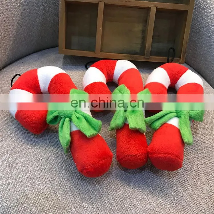 Teddy puppy molar bite-resistant Christmas candy cane dog toy squeaky pet christmas toy