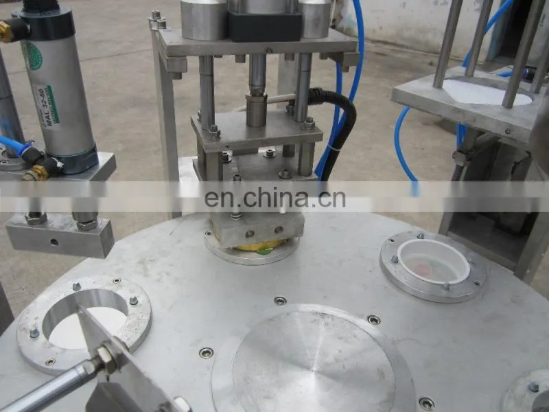 rotary table ice crame small plastic cups filling and sealing machine