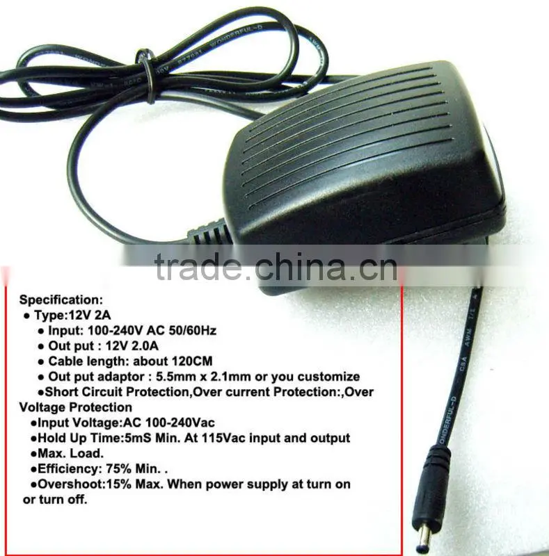 12V 2A Power Adapter for Android Tablet PC