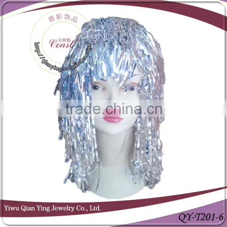 hot sell cheap green party tinsel wigs