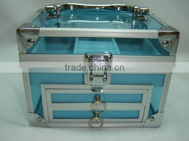 2013 new design aluminum exquisite acrylic case with handle and locks size 190*110*110