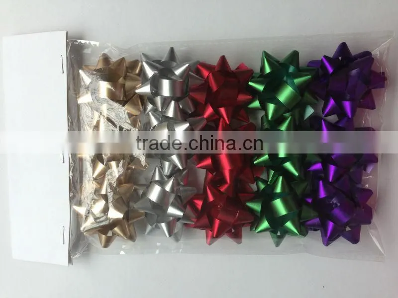 2015 Pretty Metallic Star Ribbon Bows And Easter Egg Sets with Satin Ribbon Tinsels for Gift Packing