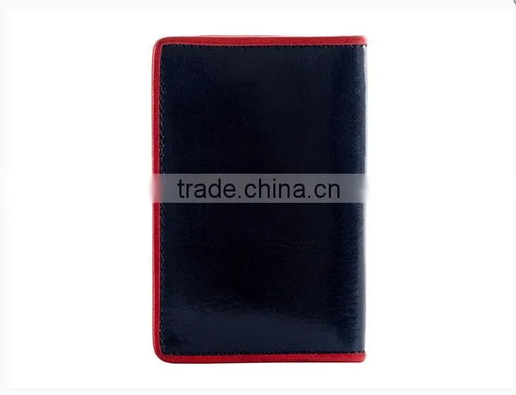 Top quality bifold simple design slim genuine leather card holder