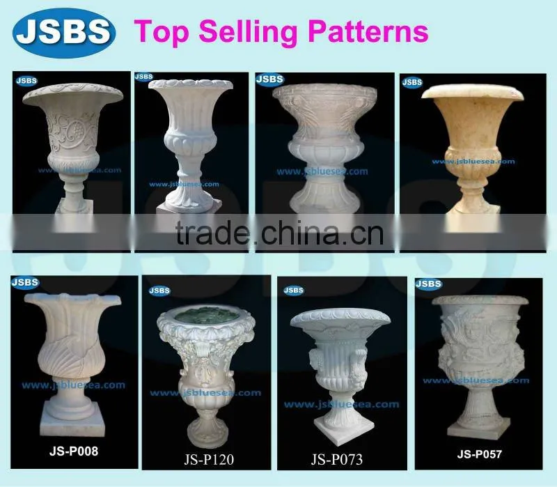 red natural marble carved garden decorative flower pot