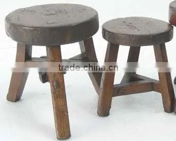 Chinese antique nature wooden round garden stool