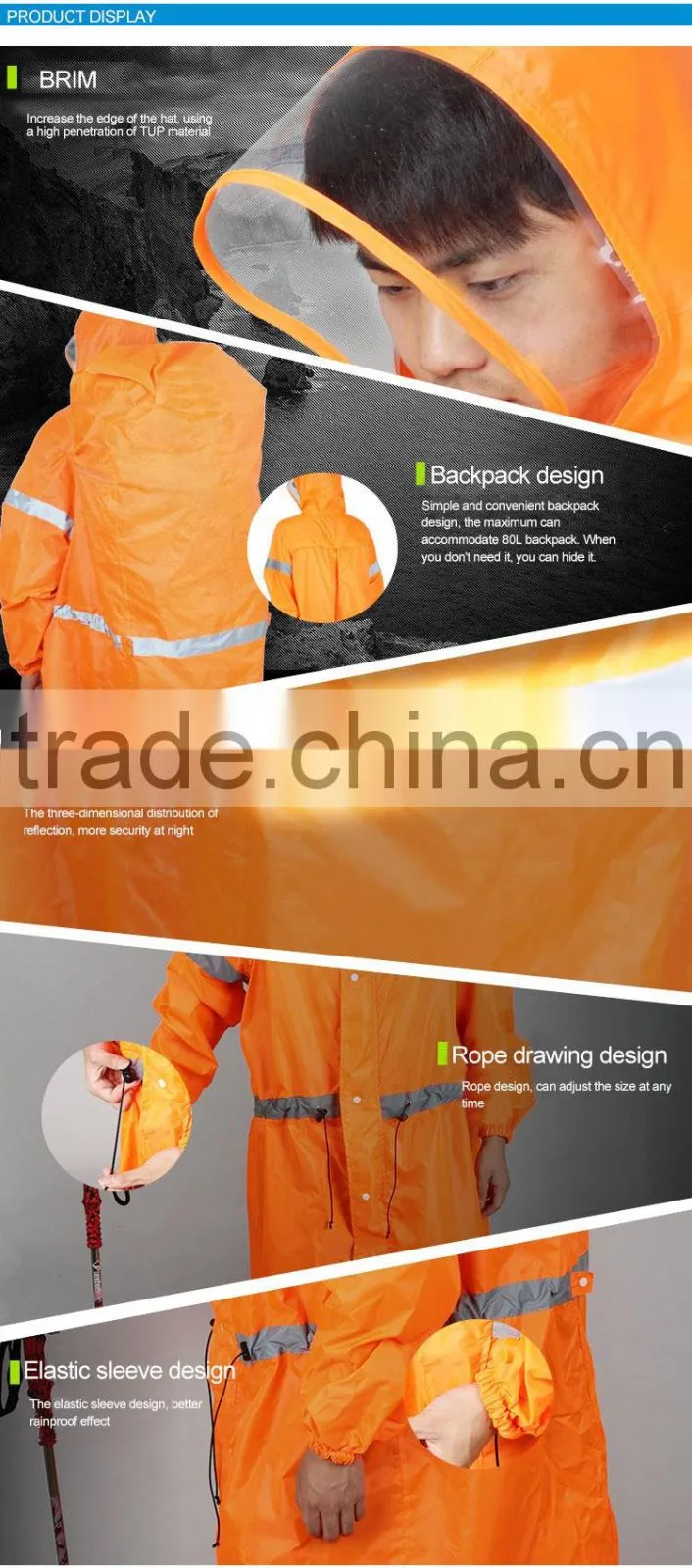 Outdoor mountaineering travel super light backpack cover connected raincoat
