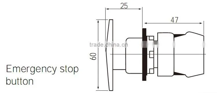 CNTD Stock available Red/Green/Blue/Yellow Color Optional 22mm Mounting hole Emergency Stop Switch 60mm Head Diameter (C2PNR6)