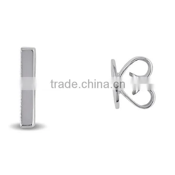 Hot Sale White Gold White Diamond Accent Bar Earrings Wholesale