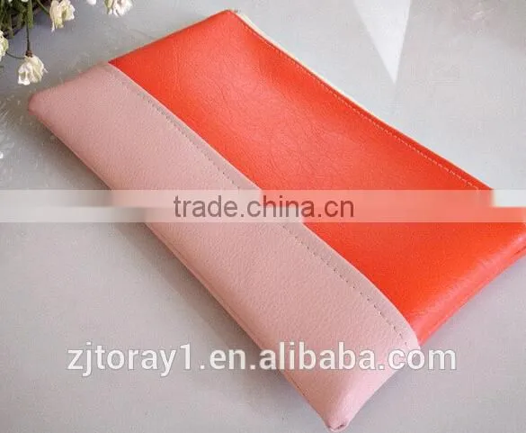 Orange and pink clutch bag faux leather clutch bag for women