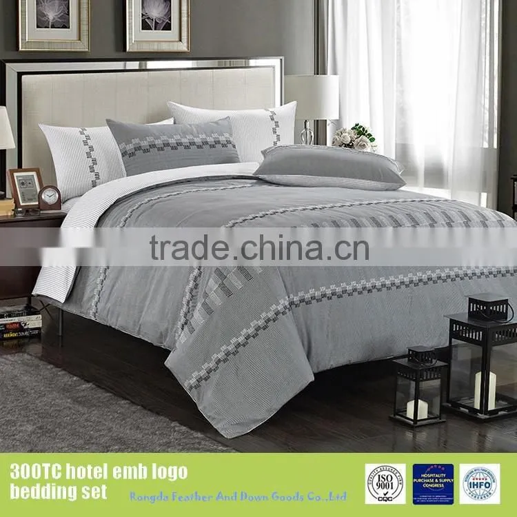 Embroidery bed sheet luxury hotel bedding 100% cotton manufacturer in China