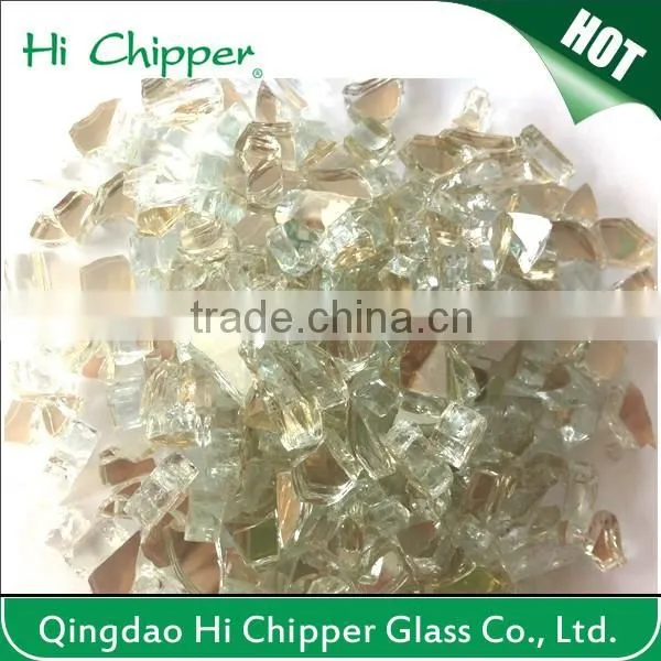 Clear colored cashew shape glass gem stone for fire pit decoration