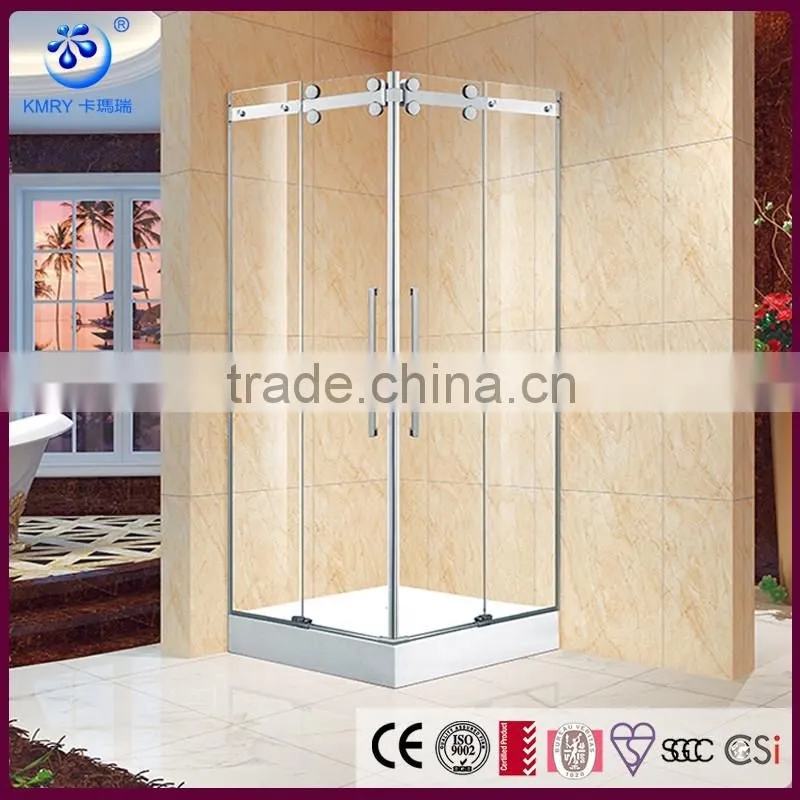 Stainless Steel Square Double Sliding Frameless Simple Enclosed Shower Cabin(KT5347)