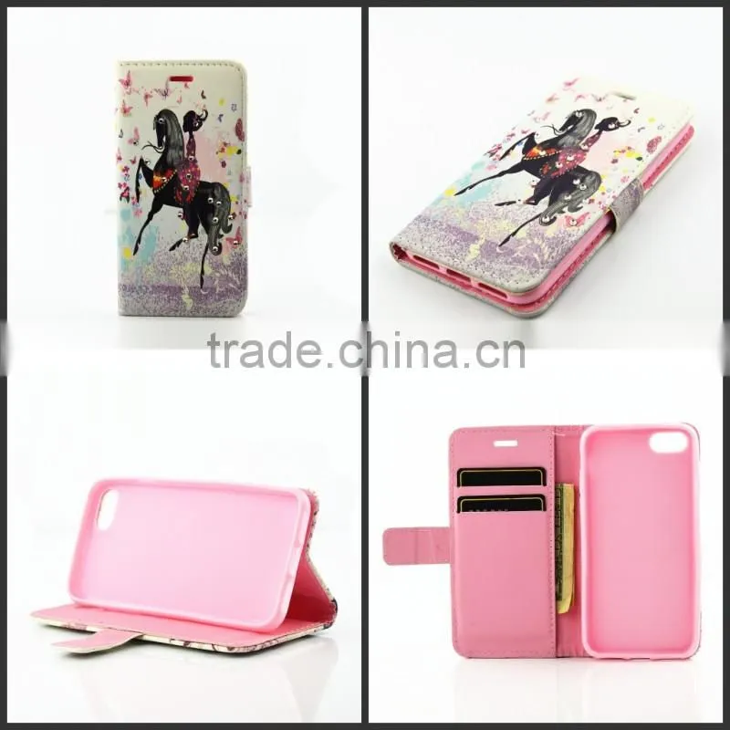 Happniess Girl leather case, wallet case stand cover for iphone 7, for new iphone cover