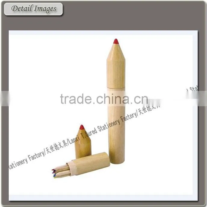 Natural Wood Color Pencil Set With Wooden Tube