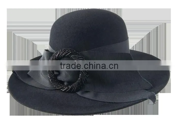 Wool Felt Floopy Hats Casual Hat with Bowknot