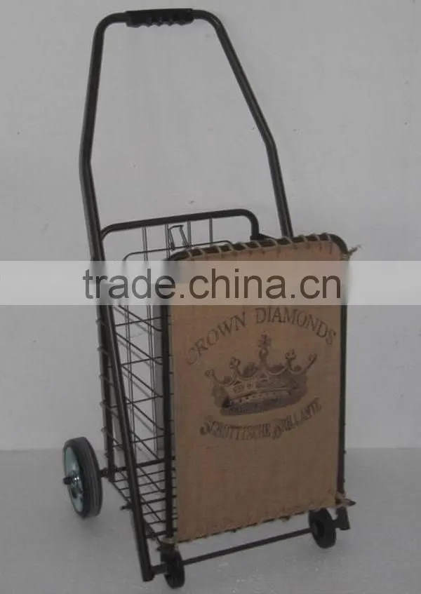 Vintage handmade metal wire folding shopping cart