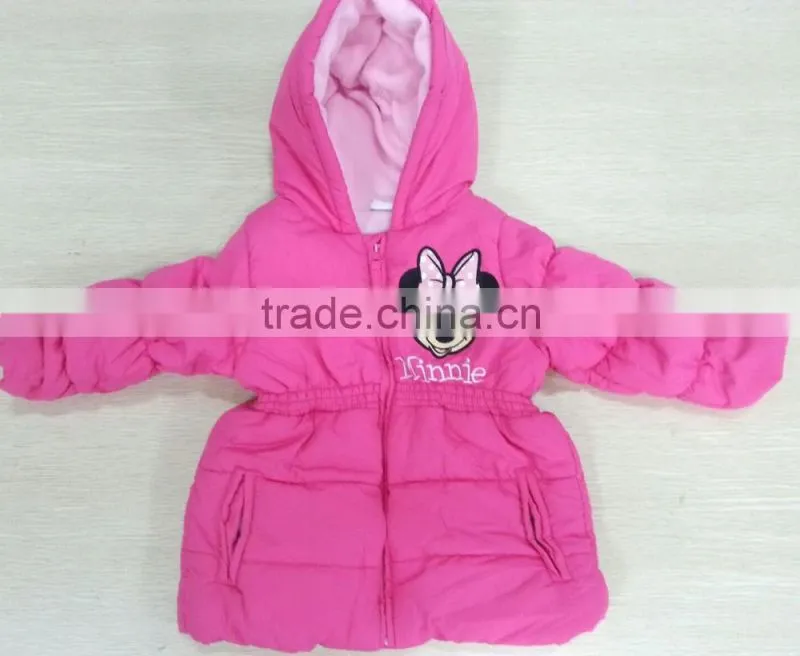 2015 new girls winter cotton padded coat kids girls hooded