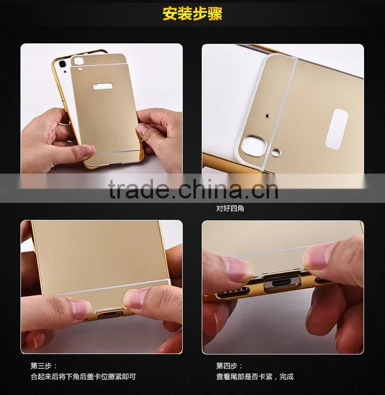 PC Mirror Back Cover Case Cell Phone Case Aluminum Metal Bumper Case For Xiaomi For Redmi Note 2