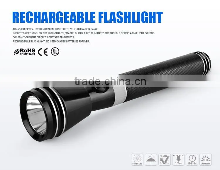 cheap high power long distance aluminum portable The Middle East LED rechargeable flashlight torch - JD104 Keen