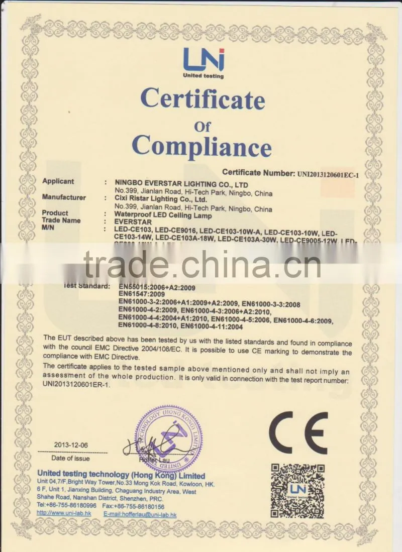 Private Model Europe Market 25W 1870lm IP66 LED Ceiling Light