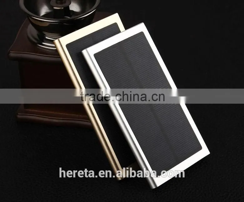 Classic Aluminum alloy 20000mAh dual usb portable solar panel power bank