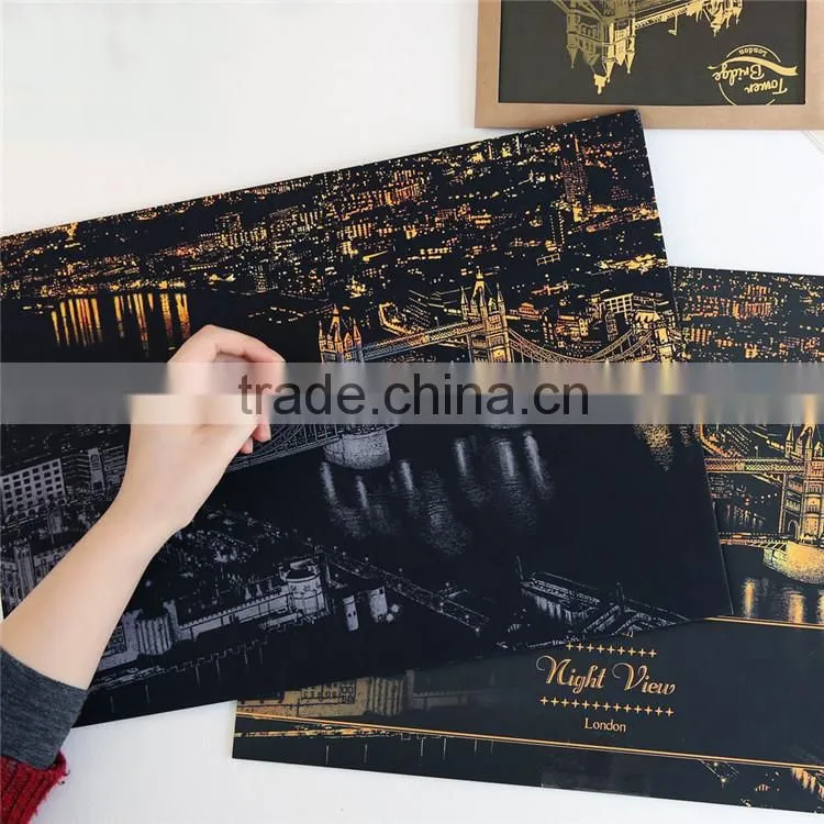 2015 Fashion DIY Toys London Scratch Night View PIicture for Decompress