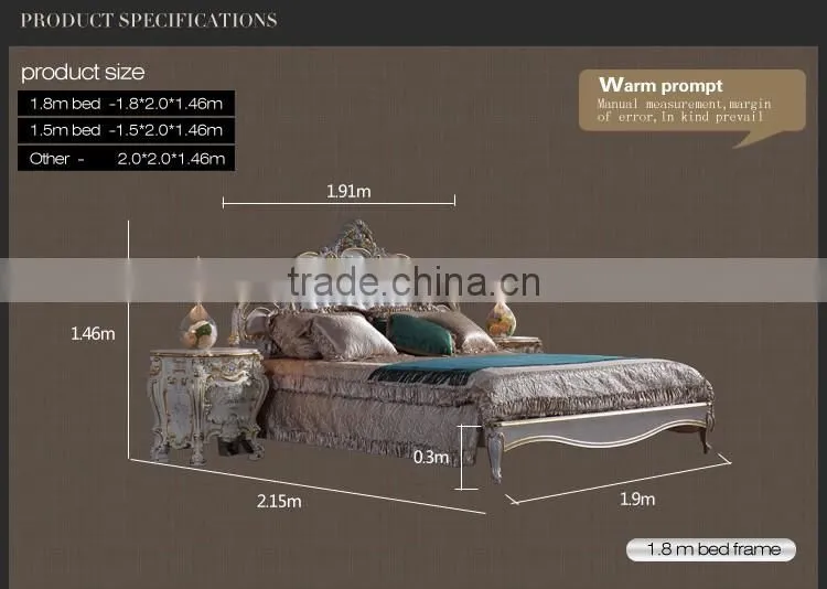 Luxury classic bedroom furniture-French country furniture double bed