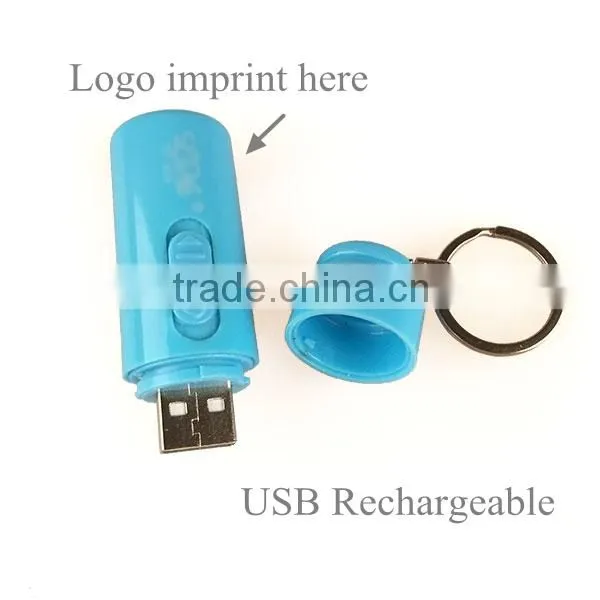 Mini USB Recharging Flashlight Mini Torch Flashlight Plastic Mini Torch with Logo