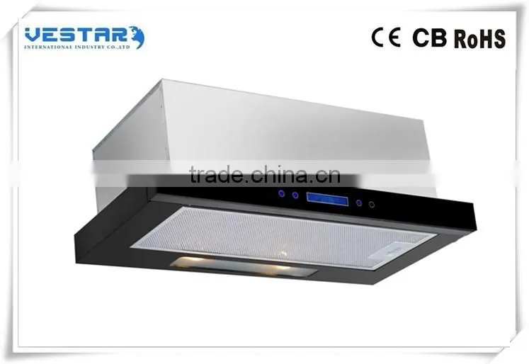 kitchen stainless 60 cm 120/200W saving engryrange hood EB3616F-BPNG Black glass soft touch Telescopic cooker hood